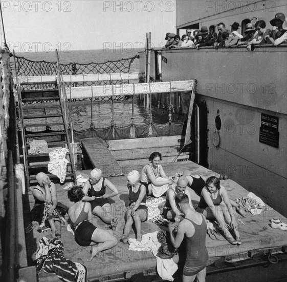 Passengers sunbathing on a Cunard Line cruise to the West Indies, January-March 1931. Artist: Unknown