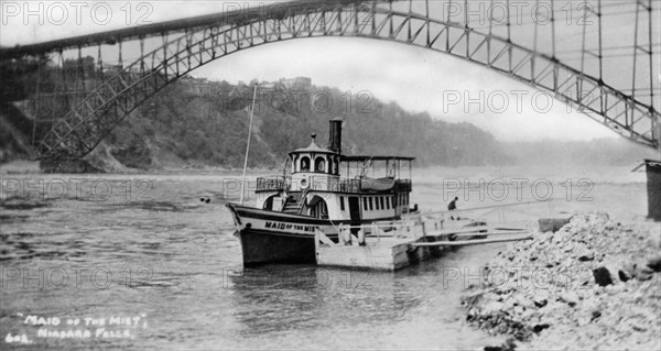 'Maid of the Mist', tourist boat, Niagara Falls, USA/Canada, c1930s(?).Artist: Marjorie Bullock