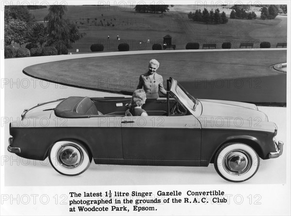 Singer Gazelle convertible, Woodcote Park, Epsom, Surrey, c1956-c1963. Artist: Unknown