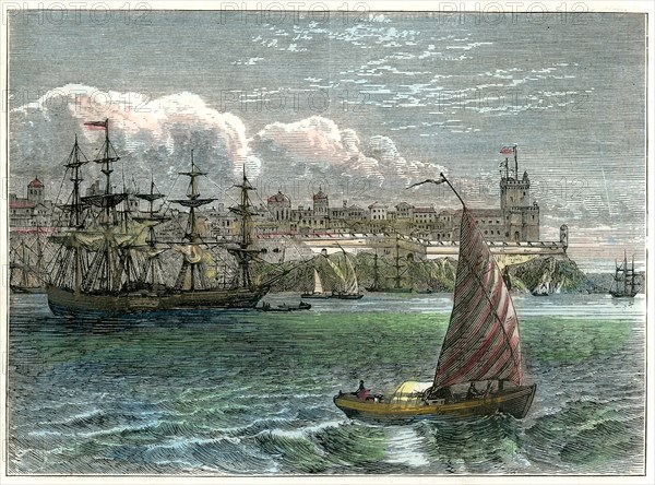 View of the city of San Domingo from the harbour, Dominican Republic, c1880. Artist: Unknown