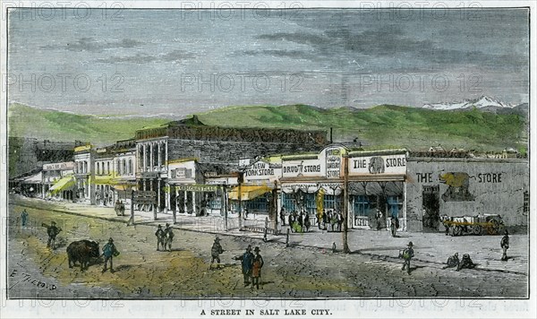 'A Street in Salt Lake City, Utah', USA, c1880. Artist: Unknown