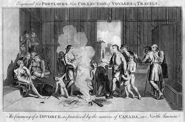 'The Ceremony of a Divorce, as practised by the natives of Canada, in North America', c1760. Artist: Unknown