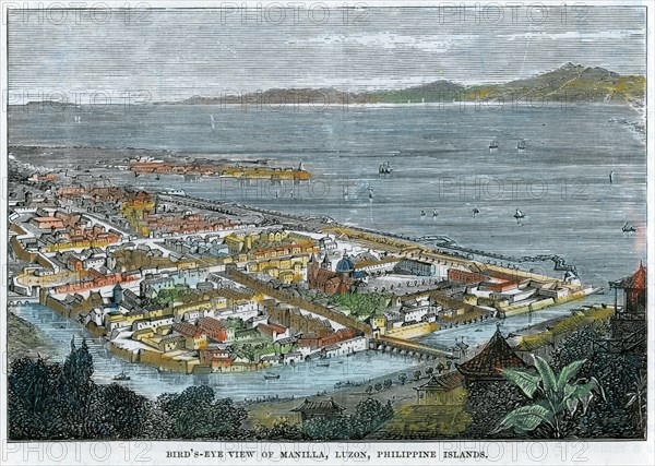 'Bird's eye view of Manilla, Luzon, Philippine Islands', c1880. Artist: Unknown