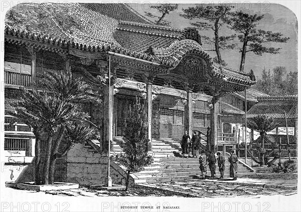 'Buddhist temple at Nagasaki', Japan, c1880. Artist: Unknown