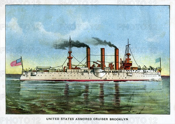 'United States Armoured Cruiser 'Brooklyn'', c1890s. Artist: Unknown