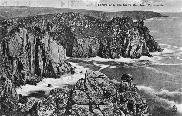 The Lion's Den from Pordenack, Land's End, Cornwall, early 20th century(?). Artist: Unknown