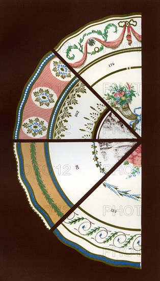 Derby patterns of dinner and dessert services, 1876.  Artist: Hall & England