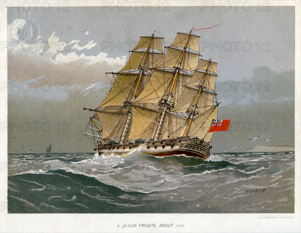 A Royal Navy 38 gun frigate, c1770 (c1890-c1893). Artist: William Frederick Mitchell