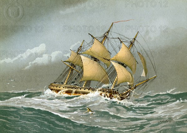 A Royal Navy 28 gun frigate, c1794 (c1890-c1893). Artist: William Frederick Mitchell