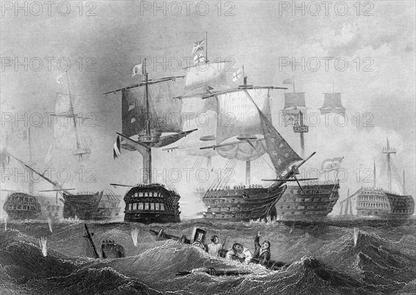 The Battle of Trafalgar, 21 October 1805 (c1857).Artist: Albert Henry Payne