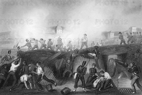 Capture of Ciudad Rodrigo, Spain, Peninsular War, 1812 (c1857).Artist: DJ Pound