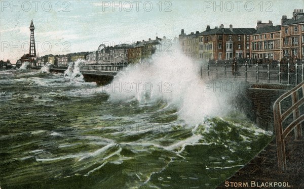 Storm, Blackpool, Lancashire, c1905. Artist: Unknown