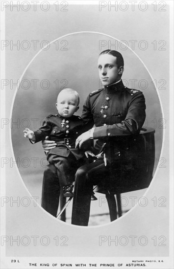 The King of Spain with the Prince of Asturias, c1908-c1909.Artist: Rotary Photo