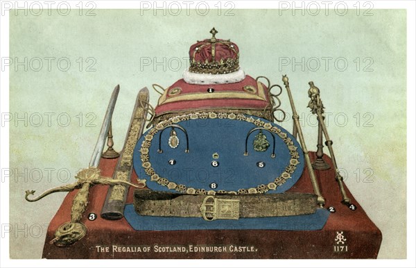 'The Regalia of Scotland, Edinburgh Castle', 19th or 20th century. Artist: Unknown