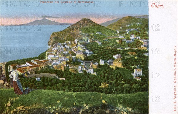 Panorama of the Castello di Barbarossa, Capri, Italy, early 20th century(?). Artist: Unknown