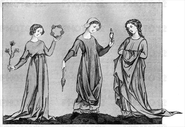 Young girls, 13th century, (1910). Artist: Unknown