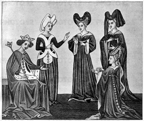 Heart-shaped headdresses, 15th century, (1910). Artist: Unknown