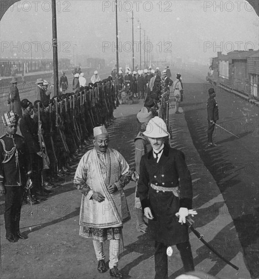 State arrival of the Maharaja of Benares at Delhi, India, 1912. Artist: HD Girdwood