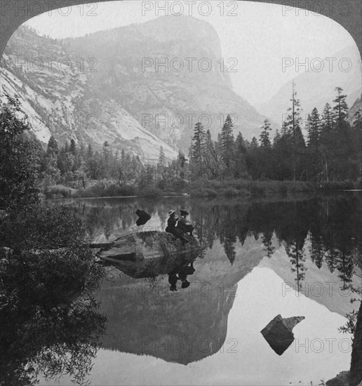 View of Mirror Lake, looking towards Mount Watkins, Yosemite, California, USA, 1902. Artist: Underwood & Underwood