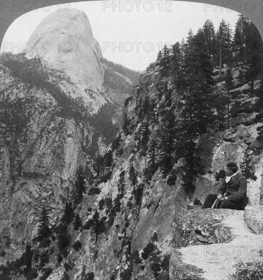 View from Glacier Canyon to Half Dome, Yosemite Valley, California, USA, 1902. Artist: Underwood & Underwood