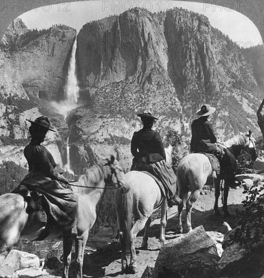 Yosemite Falls, from Glacier Point trail, Yosemite Valley, California, USA, 1901. Artist: Underwood & Underwood