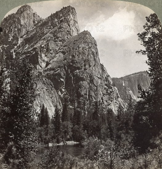 The 'Three Brothers', Yosemite Valley, California, USA, 1902. Artist: Underwood & Underwood