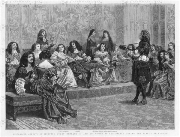 Charles II and his court at the palace during the Plague of London, c1665-1666 (1890). Artist: Unknown