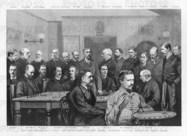 The International Chess Congress - some of the chief members of the Liverpool Chess Club, 1890. Artist: Unknown