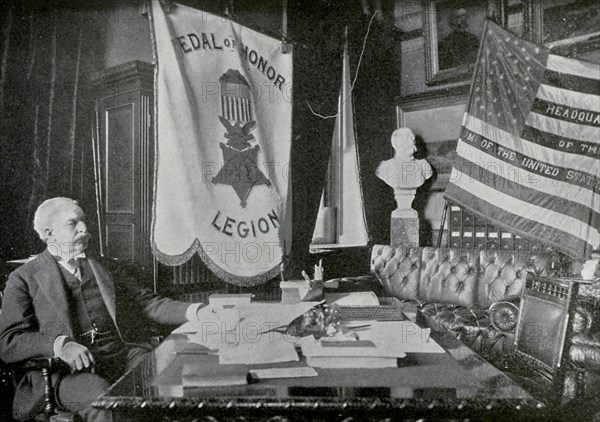 Nelson A Miles, US Army general, at his headquarters, 1898. Artist: Unknown