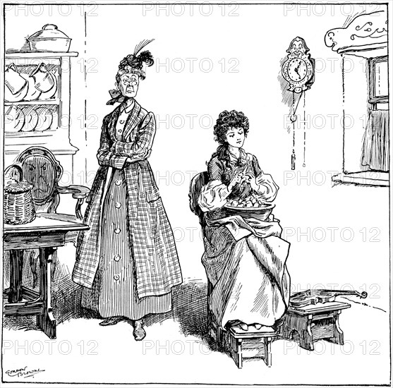 'She learnt to peel onions without crying', 1906. Artist: Gordon Frederick Browne