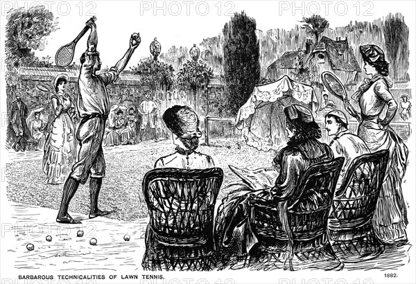 'Barbarous Technicalities of Lawn Tennis', 1882 (1891). Artist: George du Maurier