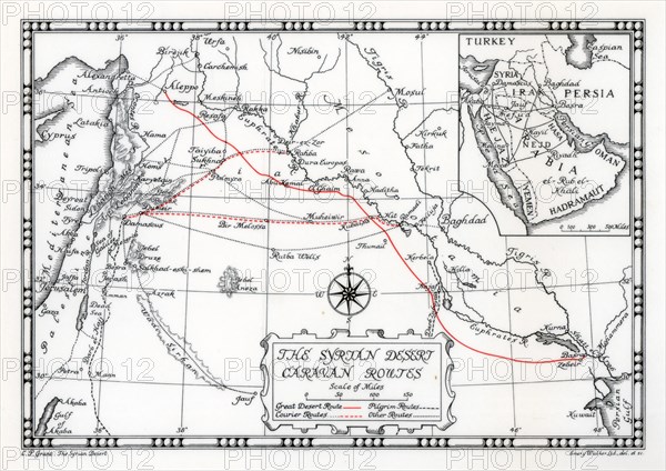 Caravan, courier and pilgrim routes in the Syrian desert, 1937. Artist: Emery Walker Ltd