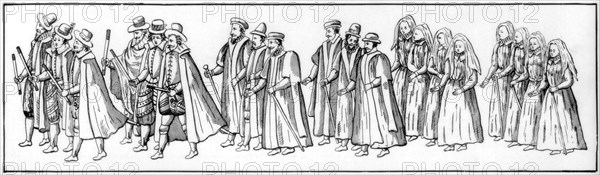 'The faithful subjects who led the procession at Elizabeth's funeral', 1603 (1901). Artist: Unknown