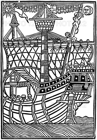 Spanish caravel, 1439 (1964). Artist: Anon
