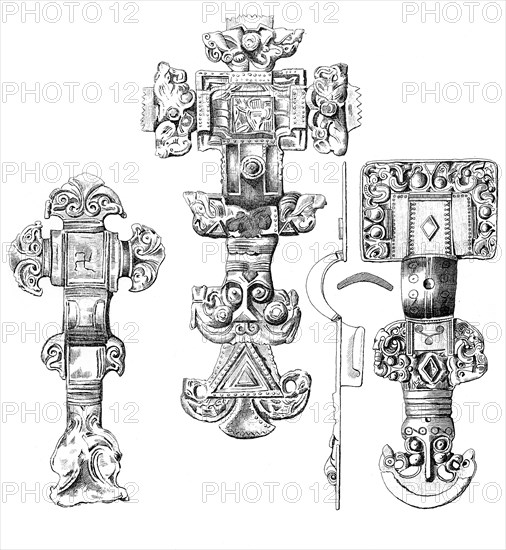 Cruciform and square-headed fibulae, 1893.  Artist: A Housselin