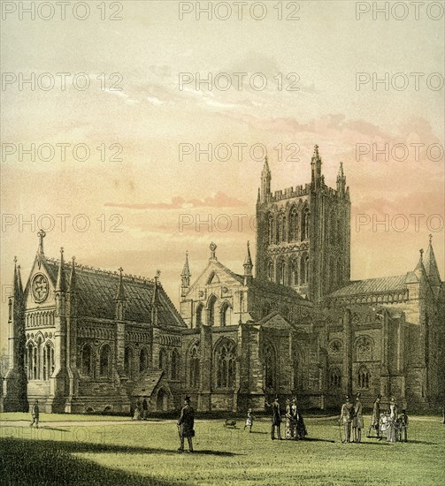 Hereford Cathedral, Herefordshire, c1870. Artist: Hanhart