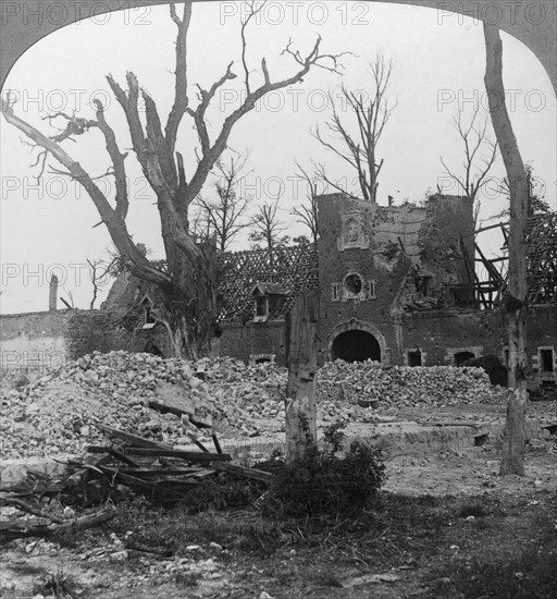 Ruins of Beury Chateau, Festubert, France, World War I, c1914-c1918. Artist: Realistic Travels Publishers