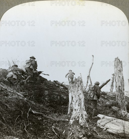 Assault in Trones Wood, Somme, France, World War I, 1916. Artist: Realistic Travels Publishers