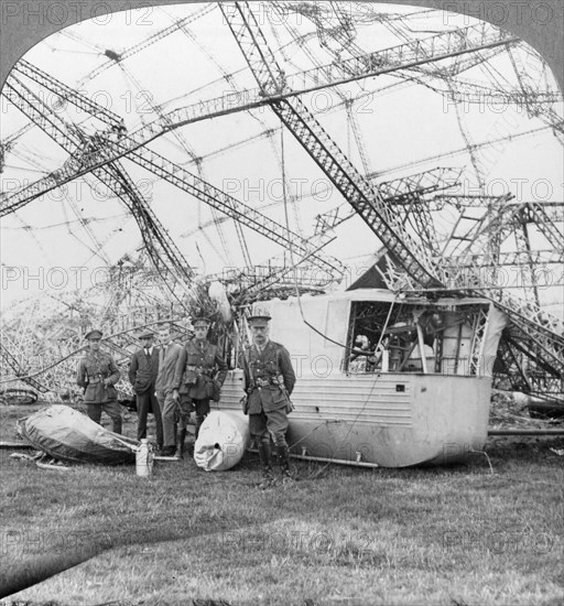 Gondola of the Zeppelin shot down off the Essex coast, World War I, 1916. Artist: Realistic Travels Publishers