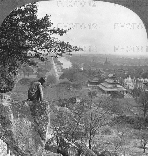 General view of Mandalay, Burma, showing the fort wall, 1908. Artist: Stereo Travel Co