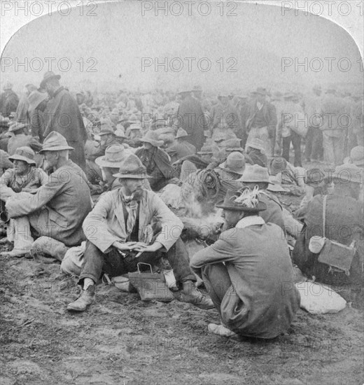 Boer prisoners of war, South Africa, 2nd Boer War, 1900.  Artist: Underwood & Underwood