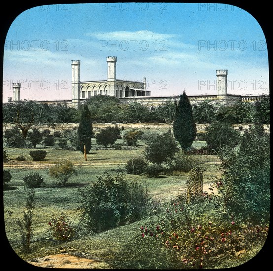 Railway station, from the Queen's Garden, Delhi, India, late 19th or early 20th century. Artist: Unknown