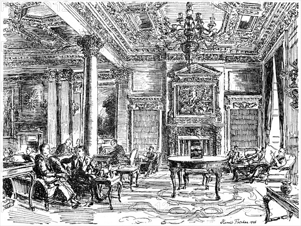 The Members' Lounge, RAC clubhouse, Pall Mall, London, 1946. Artist: Hanslip Fletcher