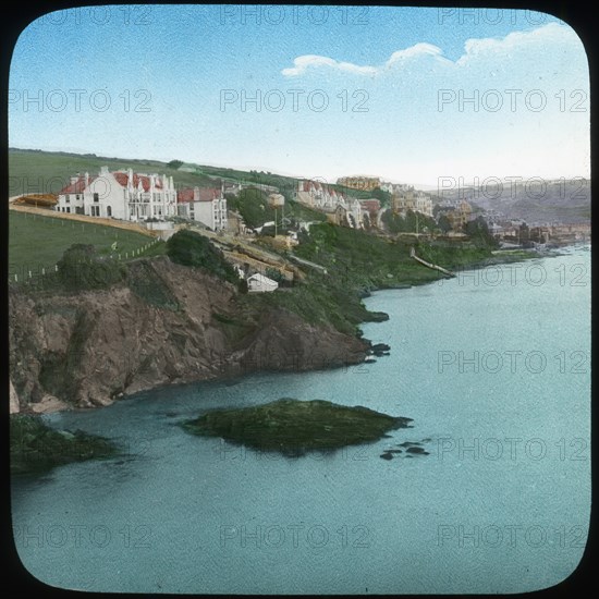 Fowey from the castle, Cornwall, late 19th or early 20th century. Artist: Church Army Lantern Department