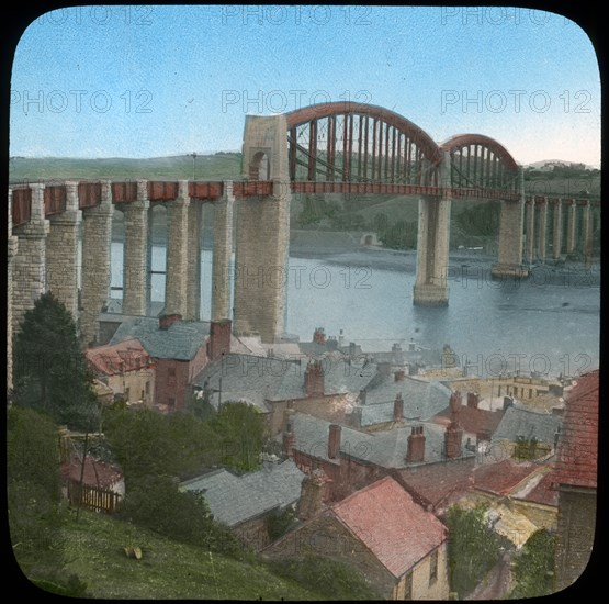 Royal Albert Bridge, Saltash, Cornwall, late 19th or early 20th century. Artist: Church Army Lantern Department