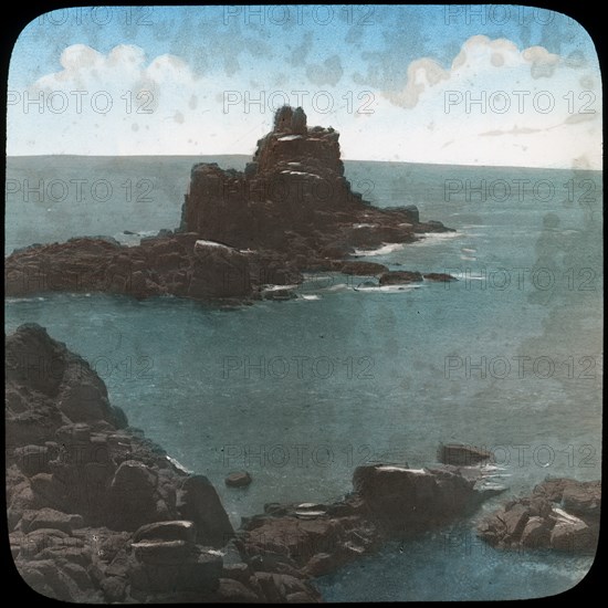 Armed Knight's Rock, Land's End, Cornwall, late 19th or early 20th century. Artist: Church Army Lantern Department