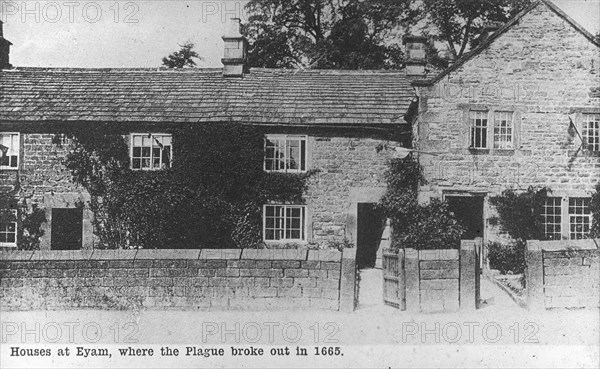 Plague cottages, Eyam, Derbyshire, 20th century. Artist: Unknown