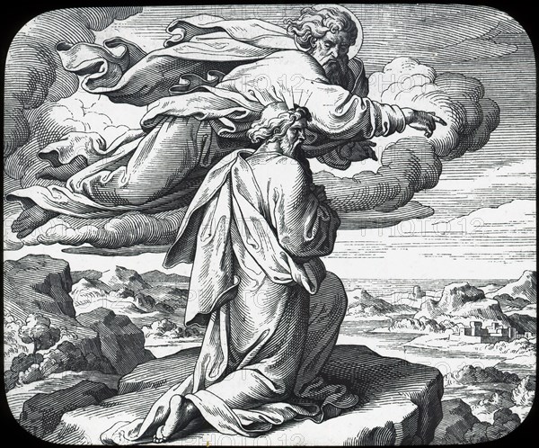 Moses views the land of Israel, 19th century. Artist: Julius Schnorr von Carolsfeld