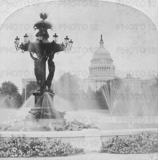 The Bartholdi Fountain and the Capitol, Washington DC, USA, late 19th or early 20th century. Artist: Kilburn Brothers