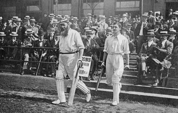 Dr WG Grace, English cricketer, walking out to bat, c1899. Artist: WA Rouch